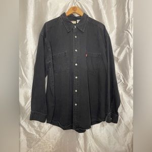VTG 90’s Levi’s Red Tab Black Denim Jean Button Down Long Sleeve Shirt